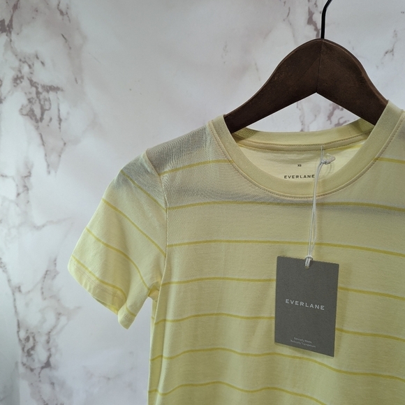 Everlane T Shirt Women Yellow Stripe Organic Cotton Crew Tee Longline - Picture 3 of 12